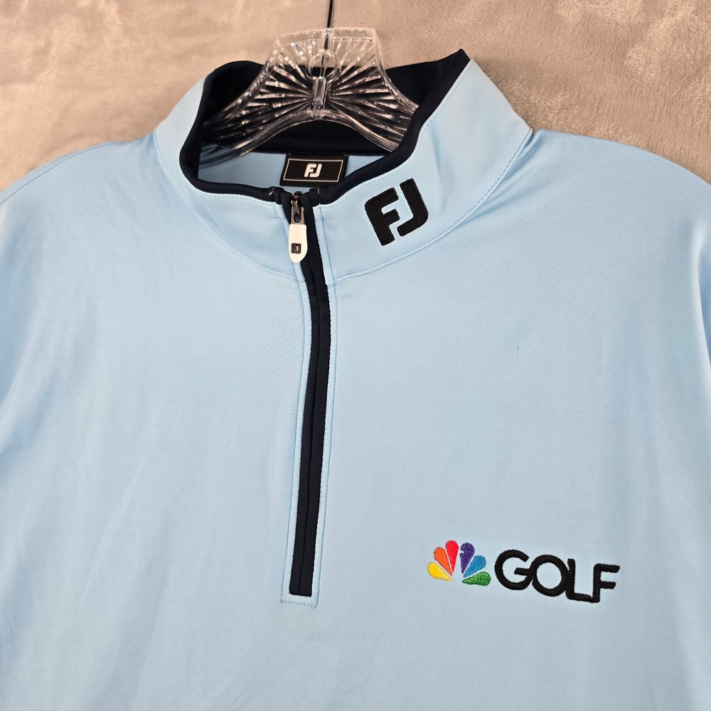 FootJoy Tour Issue 1/4 Zip Pullover Mens M Blue NBC Golf Logo Performance